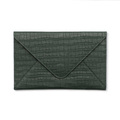 Croc Pattern Leather Envelope Wallet, Cash Envelope Wallet for Women, Handmade Card Money Envelope, Clutch Purse