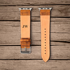 Handcrafted Apple Watch Compatible Band, Engraved iWatch Compatible Strap, Leather Apple Watch Compatible Strap