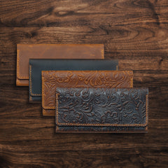 Handcrafted Long Leather Wallet for Women, 8 Card Holders and 2 Cash Pockets, Personalized Leather Wallet