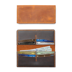 Handmade Long Leather Wallet, Personalized Bi-Fold phone Wallet for Men and Women, 8 Card Slots, 1 Cash Pocket, 1 Phone Slot