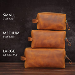 Custom Leather Toiletry Bag - Small/Medium/Large