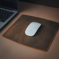 Personalized Handmade Leather Mouse, Handcrafted Leather Mouse Mat for Office, Protective Mouse Pad