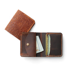 Handcrafted Leather Wallet for Women with Card Holders, Coin and Cash Pockets, Unique Card Holder Wallet, Engraved Slim Women Wallet