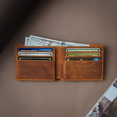 Handmade Classic Leather Men’s Wallet, Classic Card Holder Wallet for Men, Personalized Bi-Fold Wallet