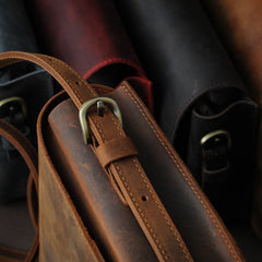 Handmade Leather Women Purse with Crossbody Strap, Personalized Leather Handbag, Engraved Crossbody Shoulder Bag