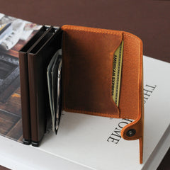 Handmade Leather Dual Pop-Up Wallet, Slim Card Holder Wallet for Men with Dual Card Holder, Personalized Minimalist Bi-Fold Pop-Up Wallet
