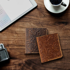 Handcrafted Leather Wallet for Women with Card Holders, Coin and Cash Pockets, Unique Card Holder Wallet, Engraved Slim Women Wallet