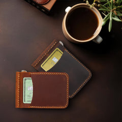 Handmade Leather Wallet with Money Clip for Men, Money Clip and Card Holder Men Wallet, Slim Bifold Wallet