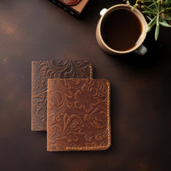 Handcrafted Leather Wallet for Women with Card Holders, Coin and Cash Pockets, Unique Card Holder Wallet, Engraved Slim Women Wallet