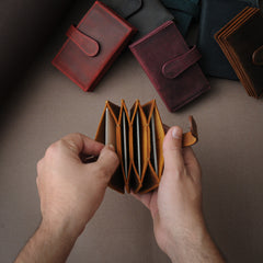 Leather Accordion Wallet with Customization