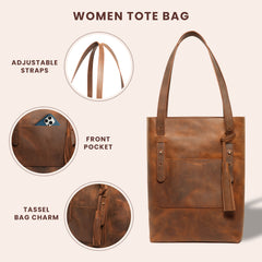 Personalized Leather Tote Bag for Women