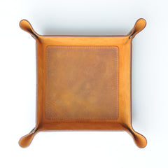 Handmade Leather Catchall Tray, Handcrafted Leather Valet Tray for Keys, Phones, Jewels, Coins