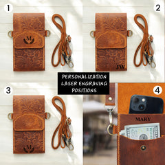 Handmade Leather Crossbody Phone Bag and Wallet with Customization