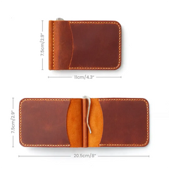 Custom Leather Money Clip Wallet - Handmade
