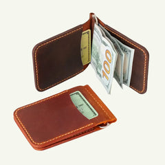 Custom Leather Money Clip Wallet - Handmade