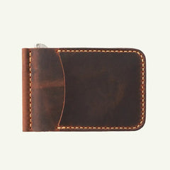 Custom Leather Money Clip Wallet - Handmade