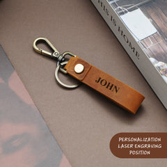 Personalized Leather Keychain with Metal Clasp