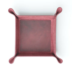 Handmade Leather Catchall Tray, Handcrafted Leather Valet Tray for Keys, Phones, Jewels, Coins