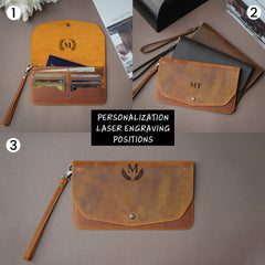 Leather Clutch Bag with Customization