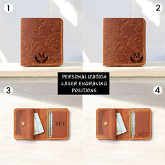 Handmade Leather Billfold Wallet for Women with Customization