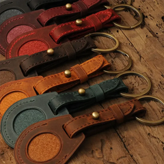 Custom Leather Airtag Holder with Keychain
