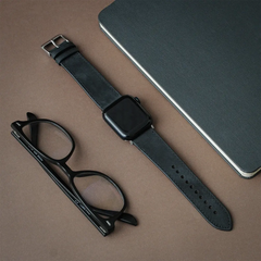leather apple watch band green in office by Mayacraft