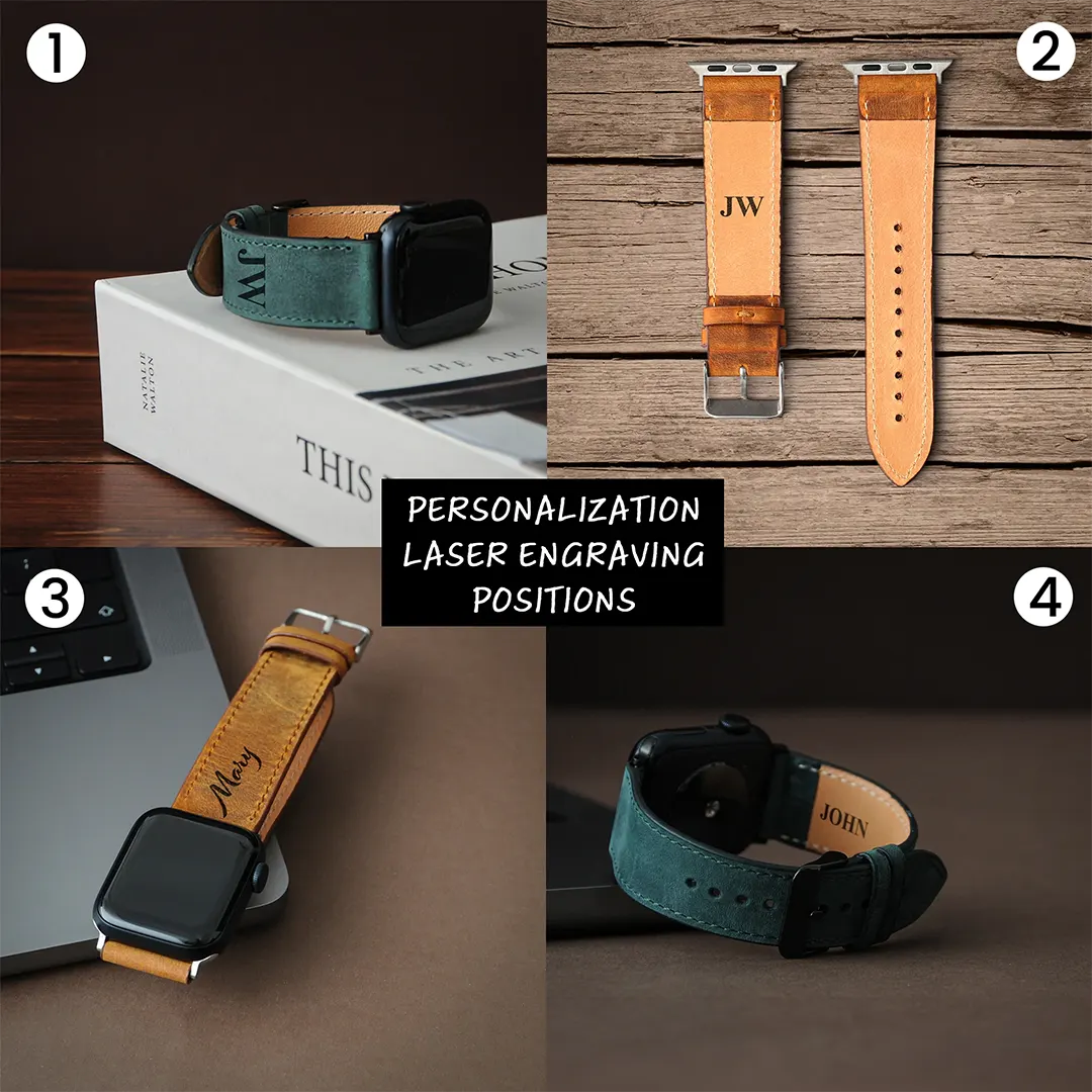 Mayacraft leather apple watch band laser customization positions