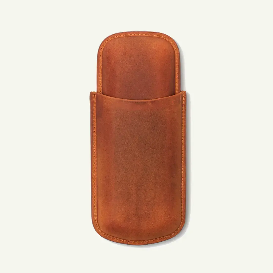Leather cigar case camel by Mayacraft