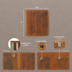 Leather front pocket wallet sizes by Mayacraft