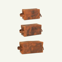 Custom Leather Toiletry Bag - Small/Medium/Large