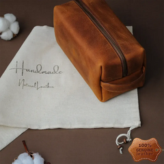 Custom Leather Toiletry Bag - Small/Medium/Large