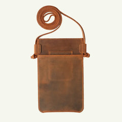Leather Phone Pouch with Leather Lanyard & Customization