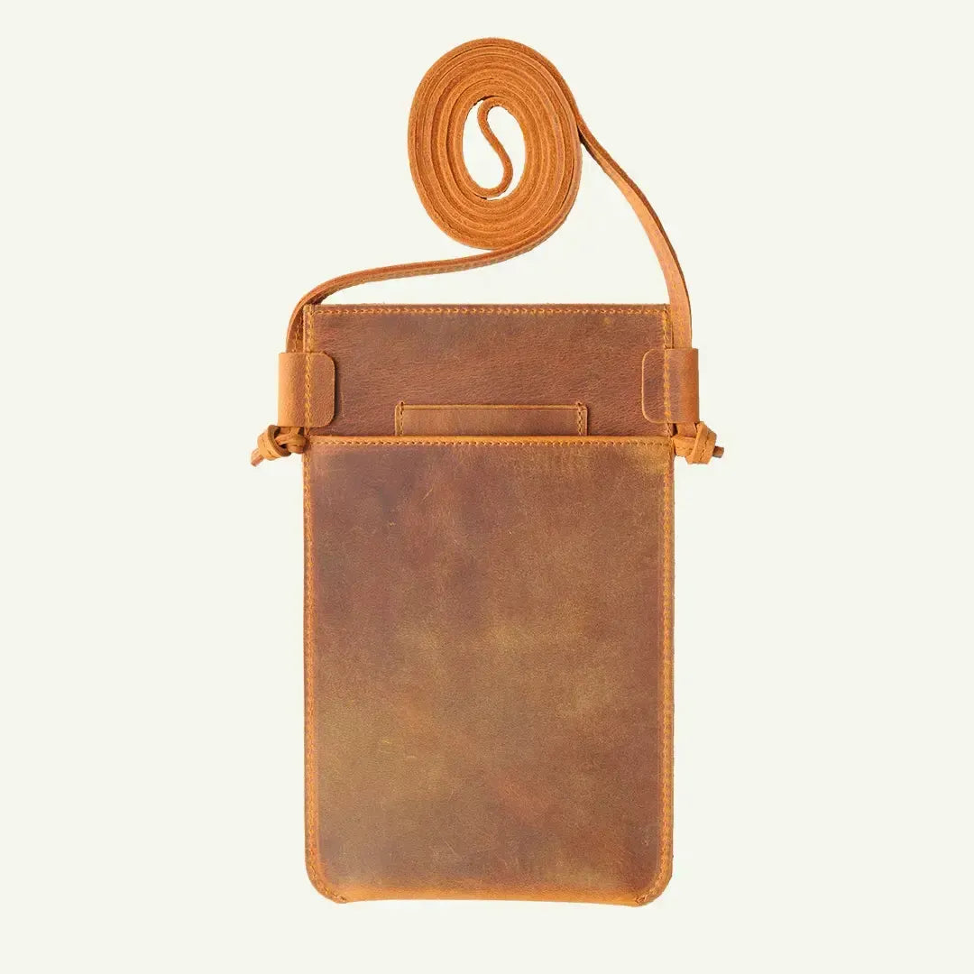 Cell Phone Pouch made of Genuine Leather - Mayacraft Leather Black Cell Phone Pouch made of Genuine Leather - Mayacraft Leather Black