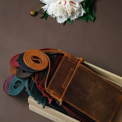 Leather Phone Pouch with Leather Lanyard & Customization