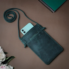 Leather Phone Pouch with Leather Lanyard & Customization
