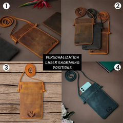 Leather Phone Pouch with Leather Lanyard & Customization