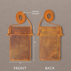 Leather Phone Pouch with Leather Lanyard & Customization