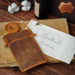 Leather Phone Pouch with Leather Lanyard & Customization