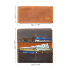 Handmade Long Leather Wallet, Personalized Bi-Fold phone Wallet for Men and Women, 8 Card Slots, 1 Cash Pocket, 1 Phone Slot