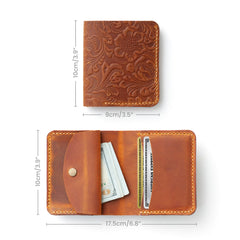 Handcrafted Leather Wallet for Women with Card Holders, Coin and Cash Pockets, Unique Card Holder Wallet, Engraved Slim Women Wallet