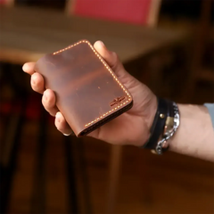 Handmade Leather Slim Billfold Wallet with Customization