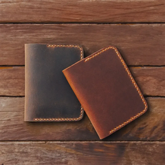 Handmade Leather Slim Billfold Wallet with Customization