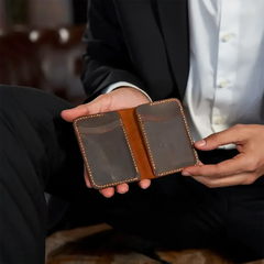 Handmade Leather Slim Billfold Wallet with Customization