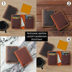 Handmade Leather Slim Billfold Wallet with Customization